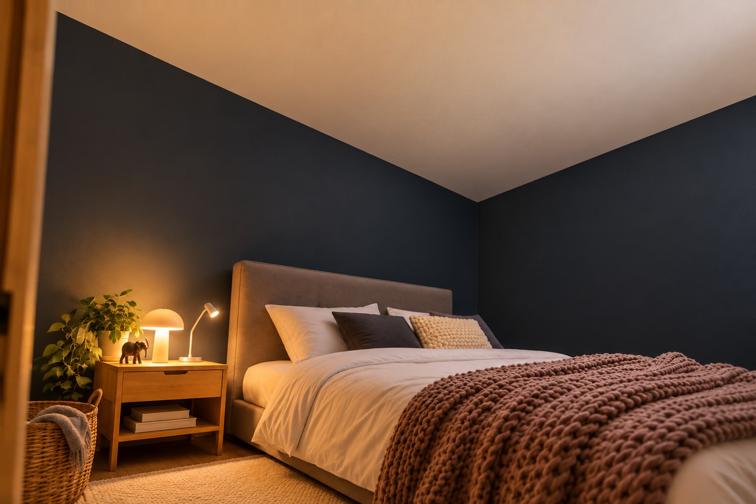 La même chambre, lumière allumée, sans projection